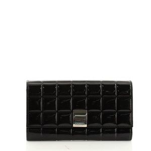 Chanel Chocolate Bar Wallet Quilted Patent Long Black